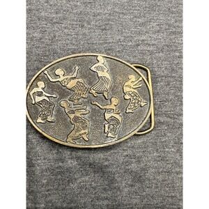 Vintage Dancing Belt Buckle Ethnic‎ Historical Gold Tone